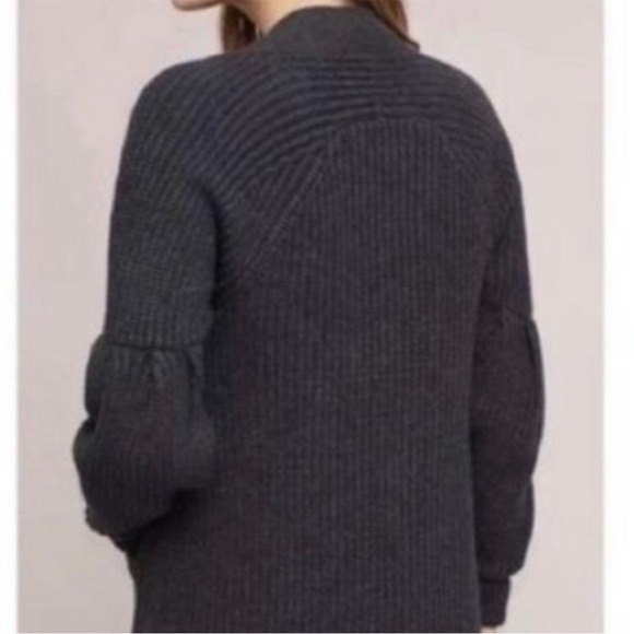 Anthropologie Knitted & Knotted Marjella Balloon Sleeve Ribbed Cardigan - Picture 4 of 15